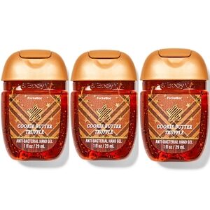 Bath Body Works Cookie Butter Truffle Pocketbac Hand Sanitizer Gel Set of 3 NEW